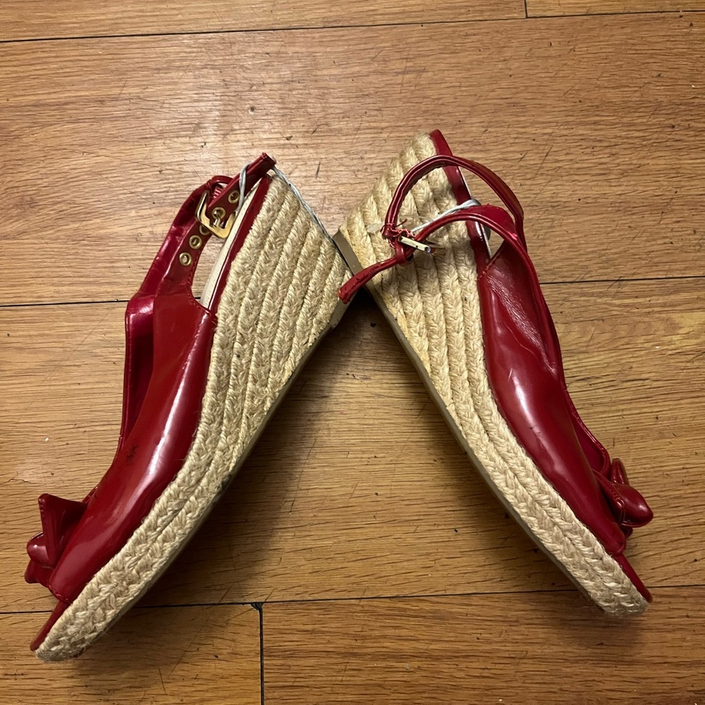 Red sandals never worn
